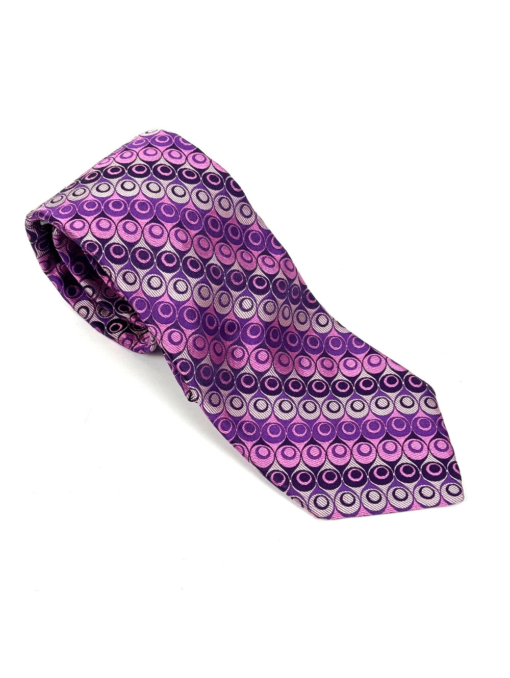 Ted Baker London Purple Geometric 100% Pure Pink Silk Neck Tie